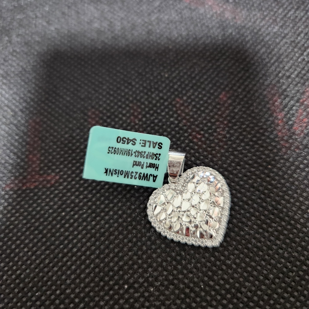 Sterling Silver Moissanite Open-Heart Sparkle Pendant
